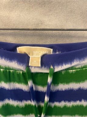 Rafaella Blue, Green & White Striped Top